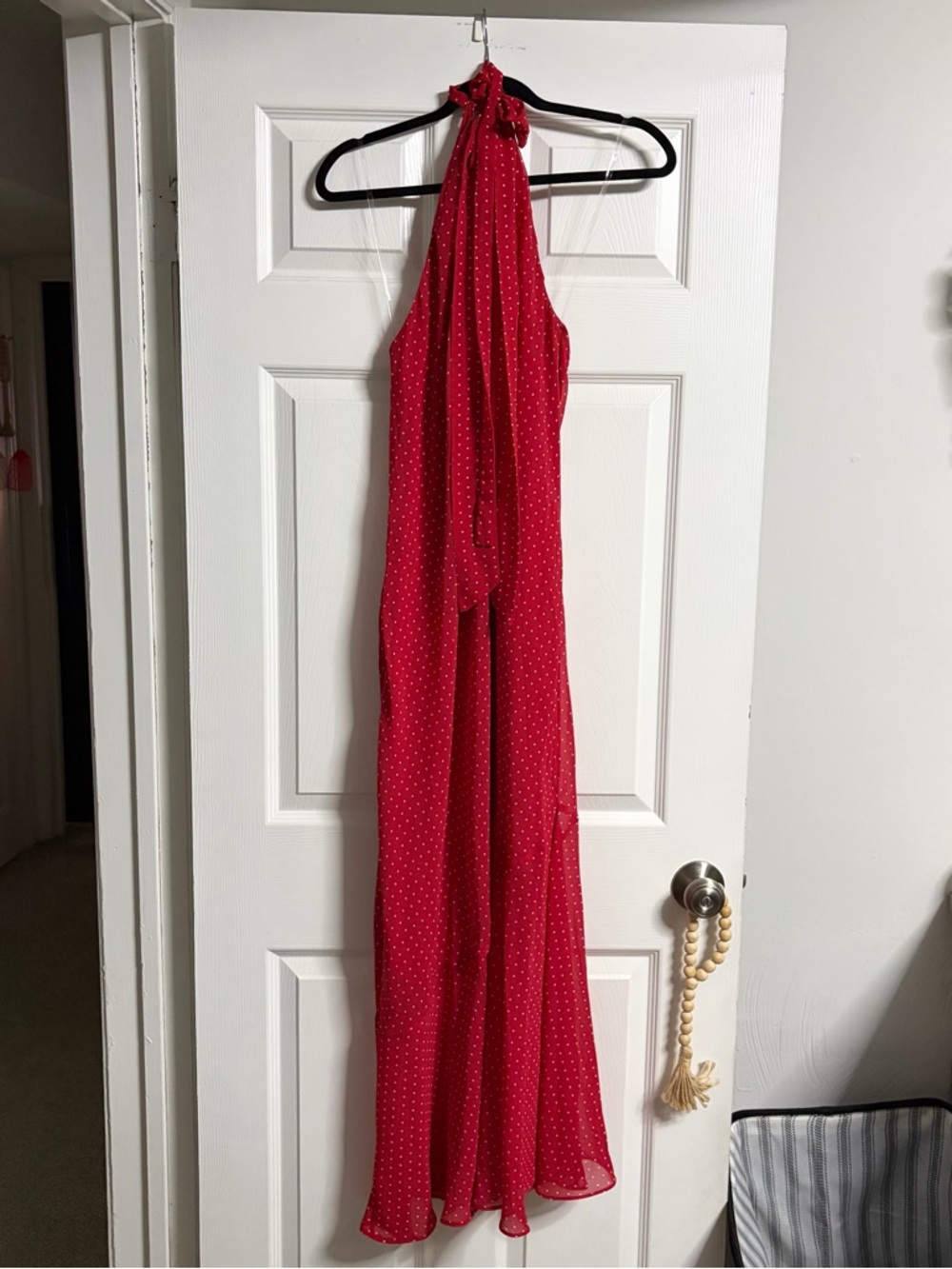 wild fable Red One-Shoulder Polka Dot Maxi Dress
